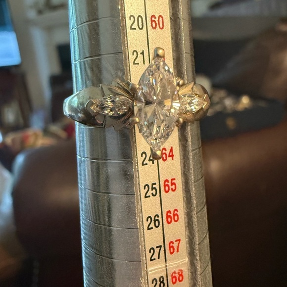 Vintage Diamonique Sterling Silver Marquise Cut CZ Ring size 10 - Picture 4 of 4